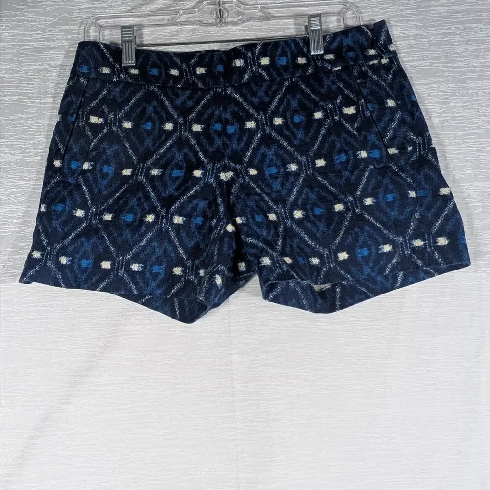 J. Crew Shorts Womens Size 4 Blue Basketweave Pattern Short Shorts
